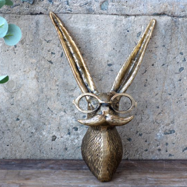 16.5" Gold Mustache Bunny Wall Accent
