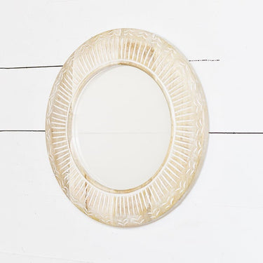 16" Lined Carved Wood Mirror