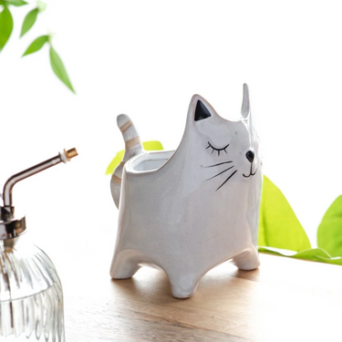 5.5" Ceramic Cat Planter