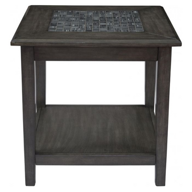 Grey Mosaic End Table W/Shelf