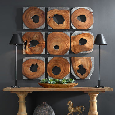 Jungle Wood Wall Decor S/9