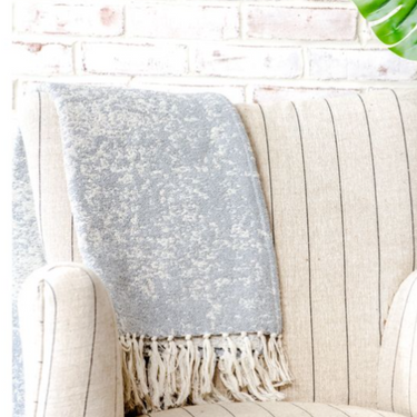 50" x 60" Light Grey Pattern Throw