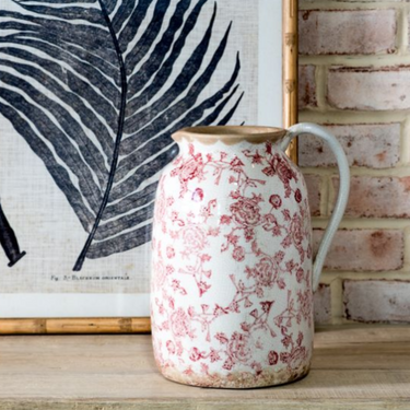 10.6" Red Heritage Handle Vase