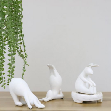 3 Assorted Resin Yoga Bunnies