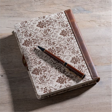 8" Brown Fleur Canvas Journal