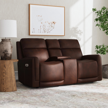 Alister Power Glider Reclining Loveseat With Console And Adjustable Headrest And Lumbar in Sedona