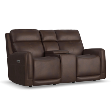 Alister Power Glider Reclining Loveseat With Console And Adjustable Headrest And Lumbar in Sedona
