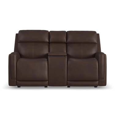 Alister Power Glider Reclining Loveseat With Console And Adjustable Headrest And Lumbar in Sedona