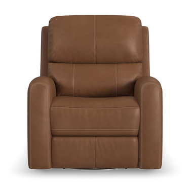 Linden Power Swivel Glider with Adjustable Headrest, Lumbar, Massage, and Heat