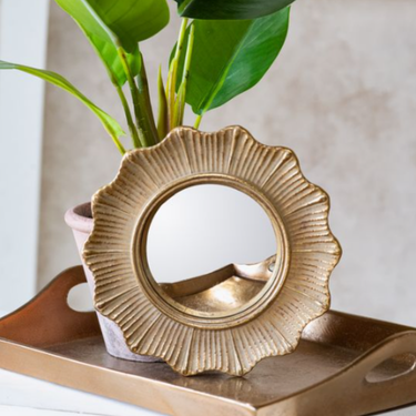 6.7" Round Deco Edge Gold Mirror