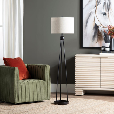 59.5"H Black Metal Floor Lamp