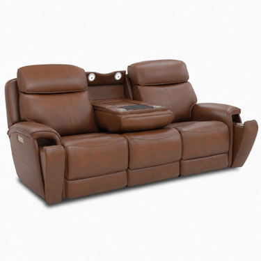 Walker Power Reclining Sofa with Console, Power Headrest & Lumbar
