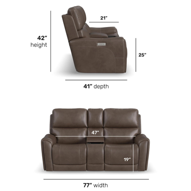 Carter Power Reclining Loveseat with Console, Power Headrest & Lumbar