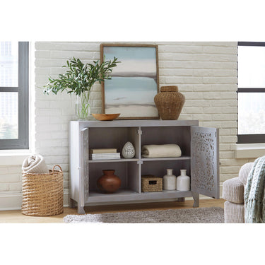 Hidden Treasures Pierced Floral 2-Door Cabinet