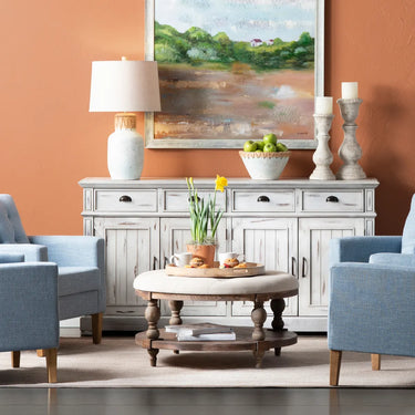 Tahoe Rustic Round Ottoman