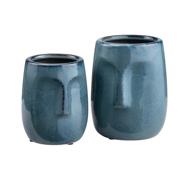 Facetime Vases-Blue (Set Of 2)