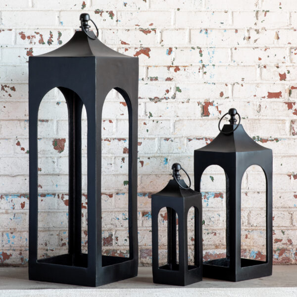 Black Aluminum Lanterns Set Of 3