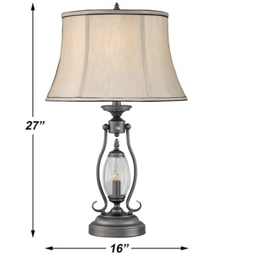 Gunmetal W/Glass Table Lamp