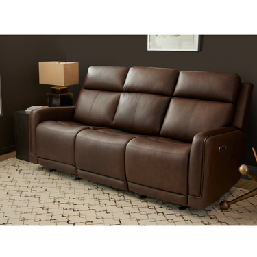 Alister Power Glider Reclining Sofa With Adjustable Headrest And Lumbar in Burnt Umber