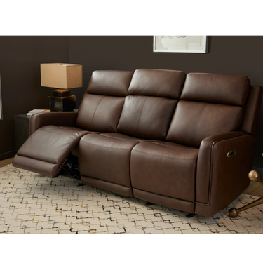 Alister Power Glider Reclining Sofa With Adjustable Headrest And Lumbar in Burnt Umber