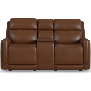 Alister Power Glider Reclining Loveseat With Console And Adjustable Headrest And Lumbar in Sedona