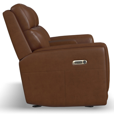 Alister Power Glider Reclining Loveseat With Console And Adjustable Headrest And Lumbar in Sedona