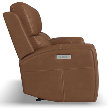 Linden Power Reclining Loveseat With Console And Adjustable Headrest And Lumbar