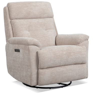 Sophisticated Power Swivel Gliding Recliner with Adjustable Headrest & Lumbar