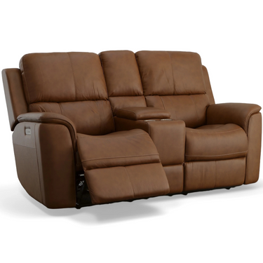 Henry Power Reclining Loveseat With Console And Adjustable Headrest And Lumbar