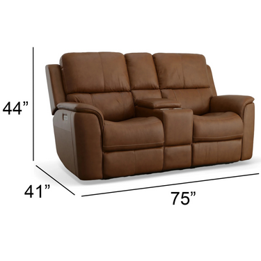 Henry Power Reclining Loveseat With Console And Adjustable Headrest And Lumbar