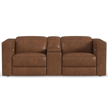 Austin Leather Power Reclining Loveseat with Console and Power Headrests