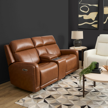 Alister Power Glider Reclining Loveseat With Console And Adjustable Headrest And Lumbar in Sedona