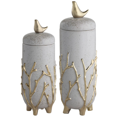Branches Urn With Lids - Set Of 2
